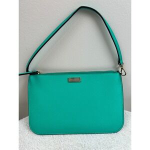 Kate Spade New York Wristlet Clutch Bag Turquoise Green Small Zip Around